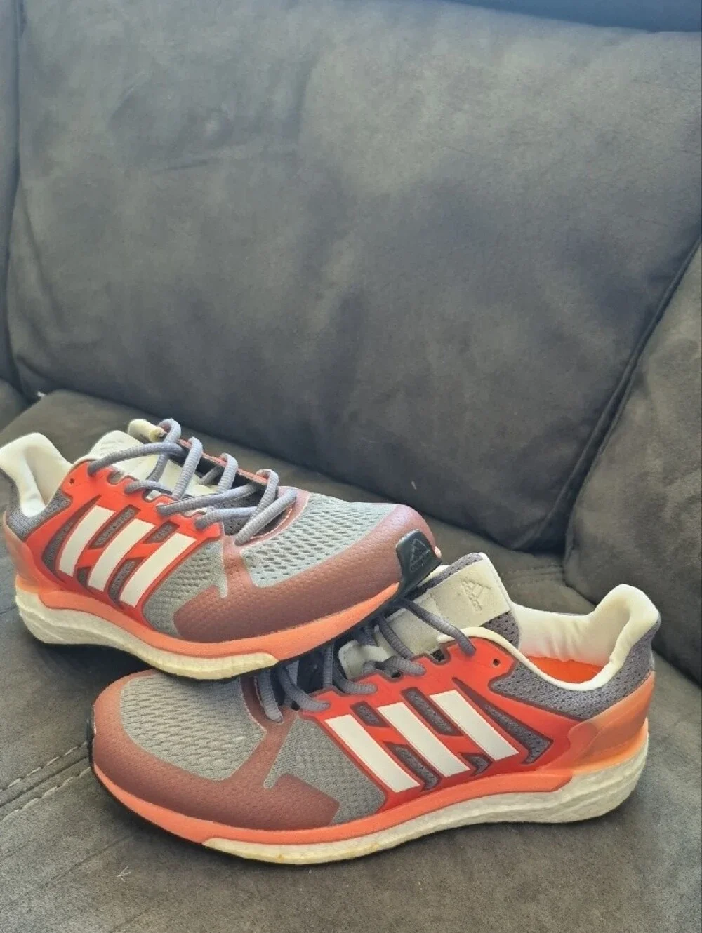 Women's Gray and Coral Athletic Sneakers - Lightweight Support
